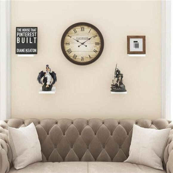 White Floating Wall Shelves Set of 4 Small Wood Shelf for Bedroom Bathroom - Picture 6 of 8